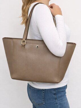 Lauren Ralph Lauren Tote Bag Newbury Halee Tote Bag Light Brown Tan Leather